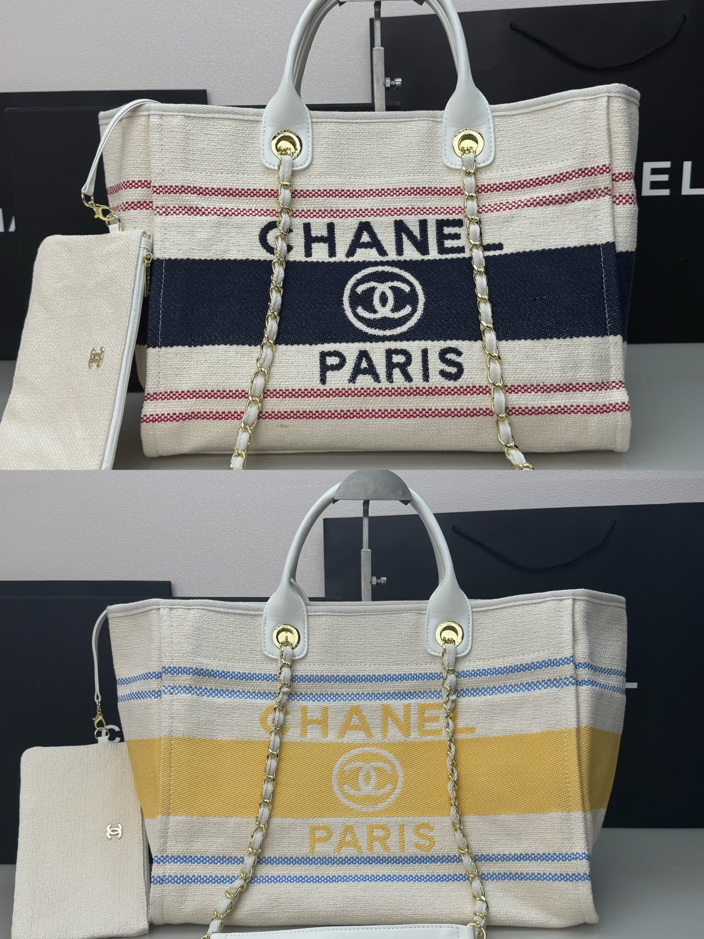 Chanel mother and child beach denim canvas bag